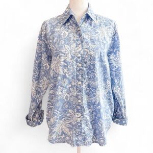 Floral Blue Button-Up Shirt